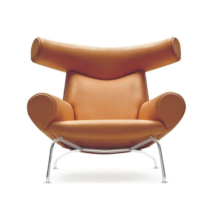 Wegner Ox πολυθρόνα - Δερμάτινο Max 95-χρώμιο - Fredericia Furniture