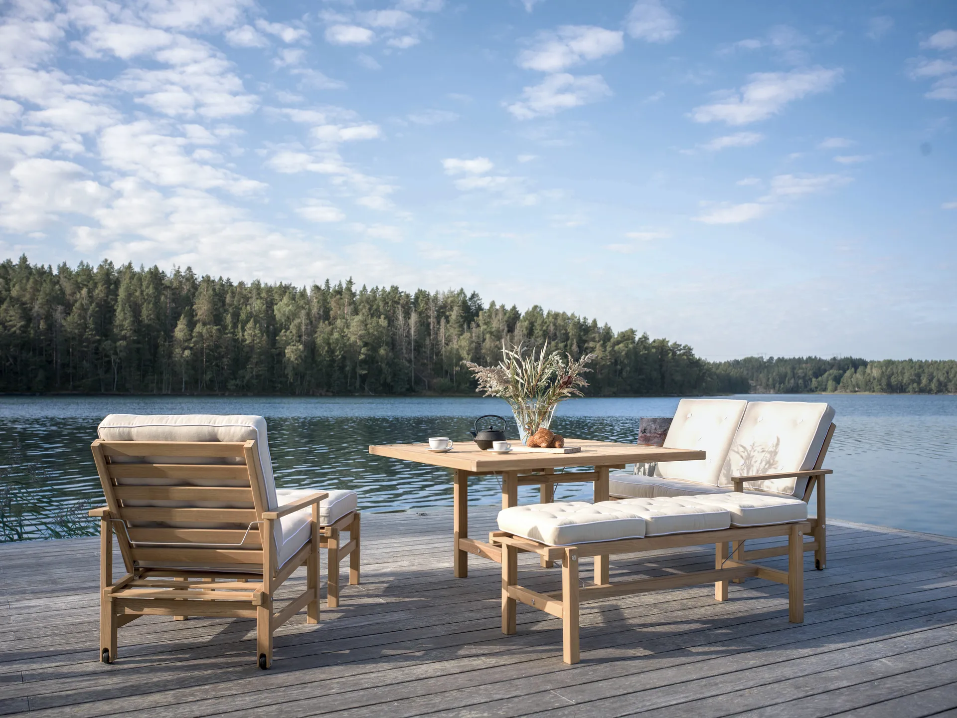 64 επιπλέον πλάκα με πόδια, Teak, 128x120x68 εκ. Fri Form