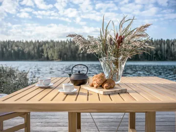 64 επιπλέον πλάκα με πόδια - Teak, 128x120x68 εκ. - Fri Form