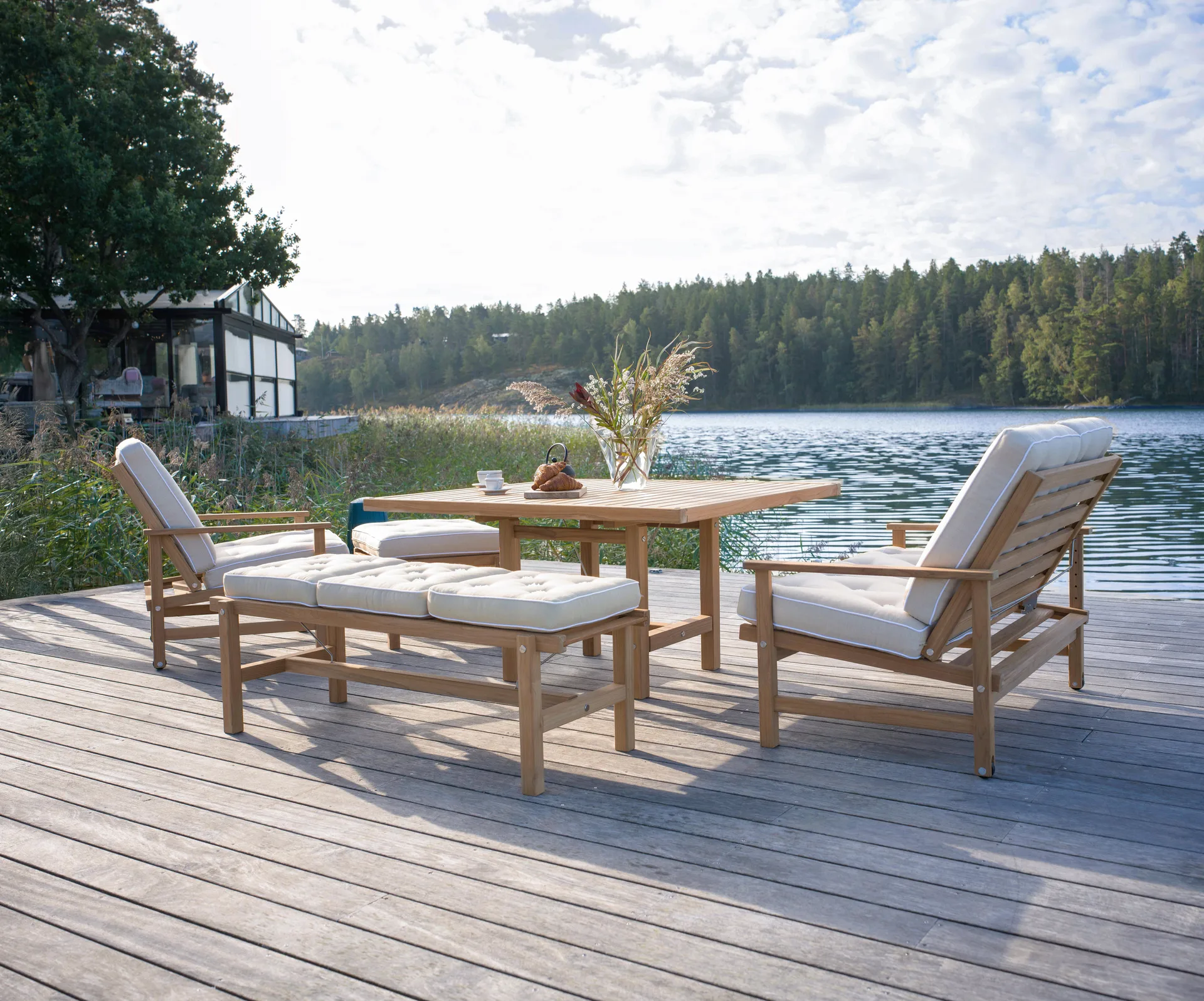 64 επιπλέον πλάκα με πόδια, Teak, 128x120x68 εκ. Fri Form