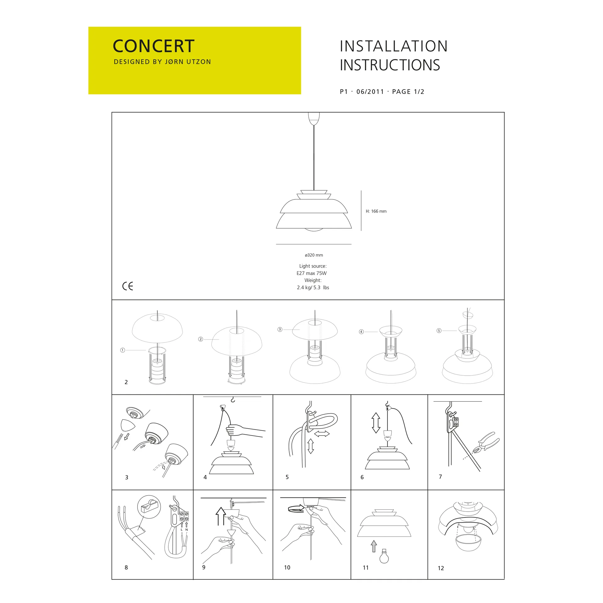 Concert κρεμαστό λευκό, P1 Fritz Hansen