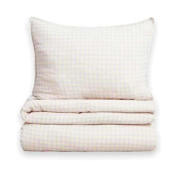 Σετ σεντονιών Gingham Sky Blue Muslin, 150x210 cm/50x60 cm Garbo&Friends