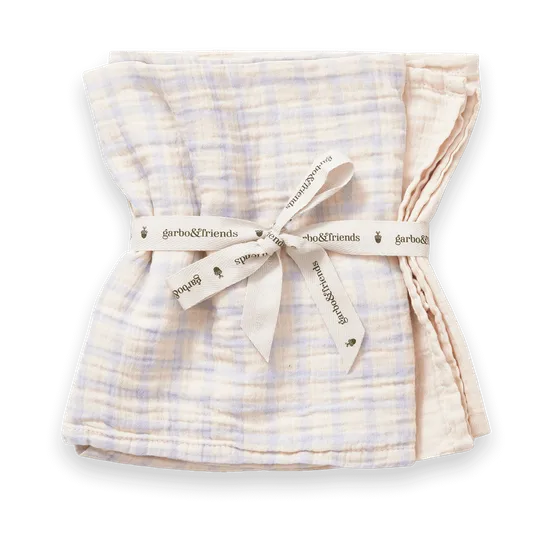 Gingham Sky Blue Muslin κουβέρτα μικρή 2 τεμάχια, 60x60 cm Garbo&Friends