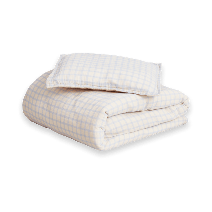 Σετ βρεφικών σεντονιών από Gingham Sky Blue Muslin - 70x80 cm/28x35 cm - Garbo&Friends