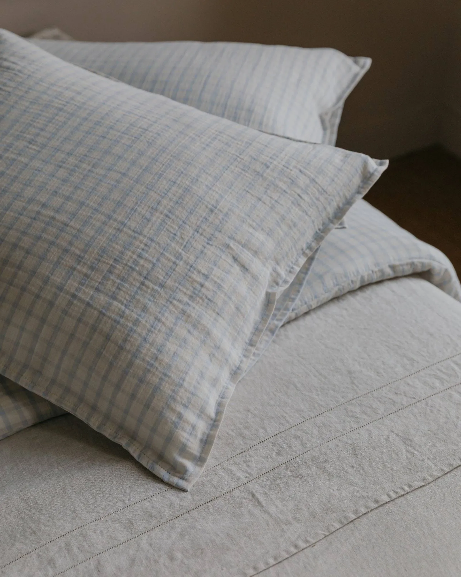 Gingham Sky Blue Muslin μαξιλαροθήκη, Sky 80x80 εκ. Garbo&Friends