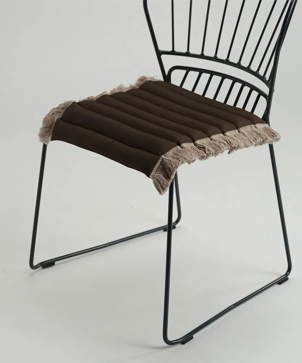 Garden Glory μαξιλάρι καθίσματος με κρόσσια, Μπεζ, μπεζ κρόσσια, 38x40 εκ. Garden Glory