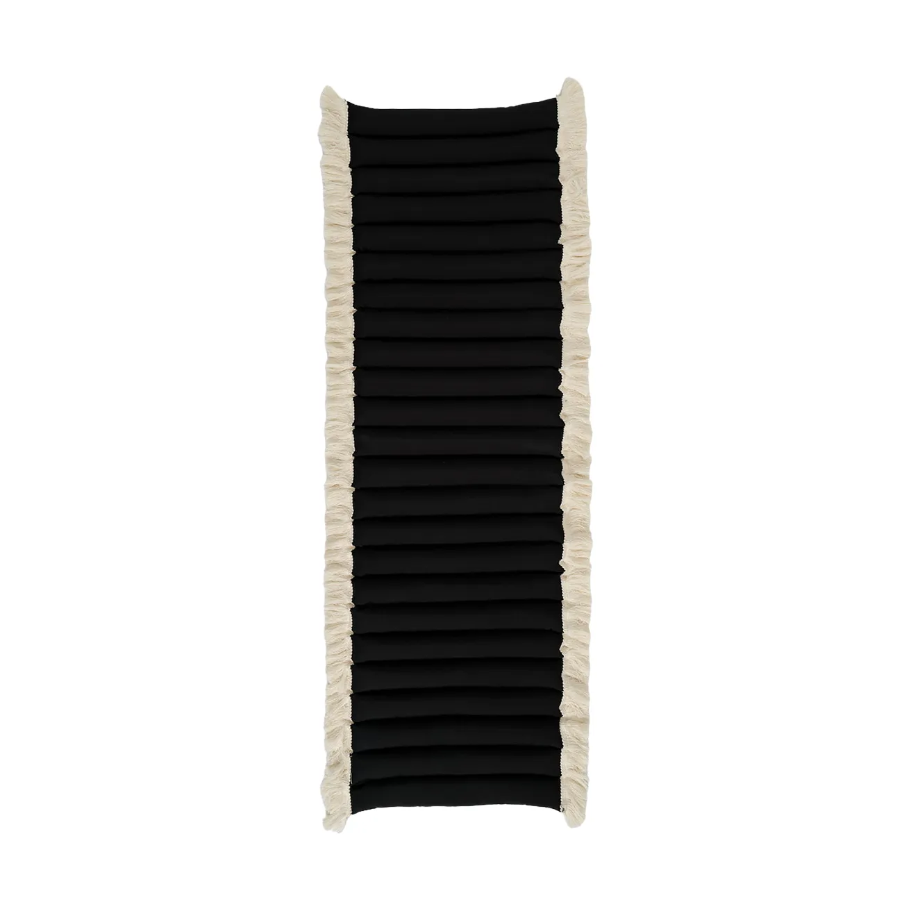 Garden Glory μαξιλάρι καθίσματος με κρόσσια, Μαύρο, offwhite κρόσσια, 38x120 εκ. Garden Glory