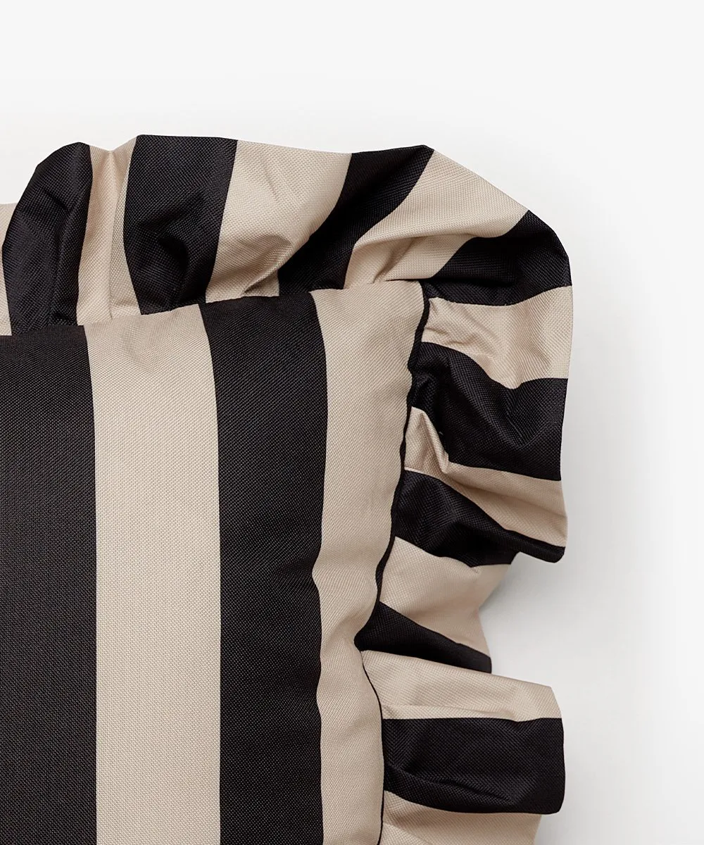 Garden Glory Outdoor μαξιλάρι με βολάν 45x45 εκ., Black-beige Garden Glory