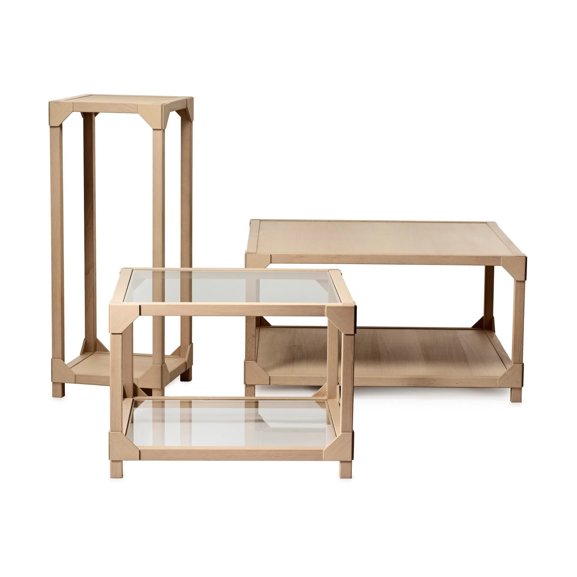 Bleck Τραπεζάκι Σαλονιού 55x55 cm γυαλί, Οξιά-φυσικό Gärsnäs