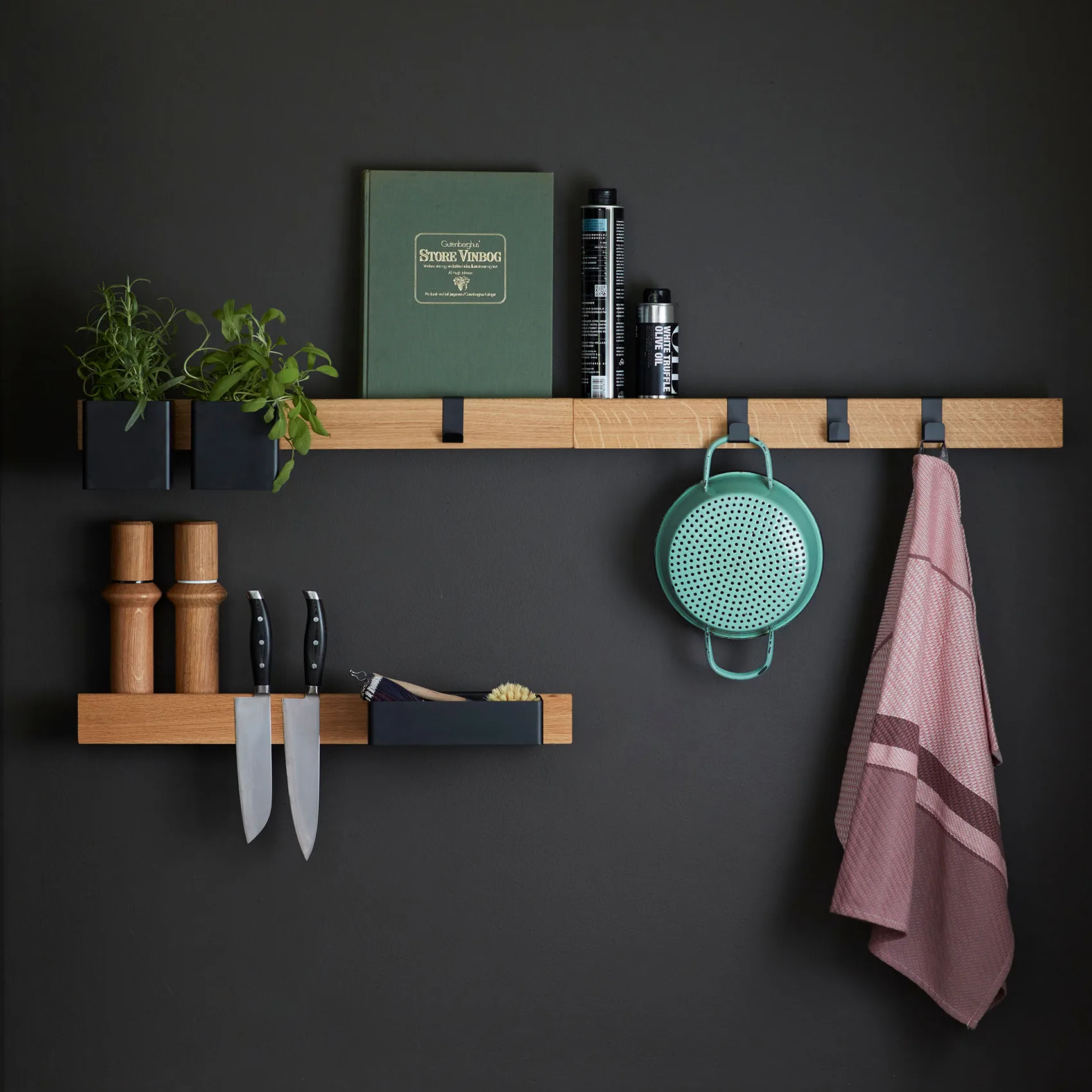 Flex Rail μαγνητική ράγα 60 cm, δρυς-μαύρο Gejst