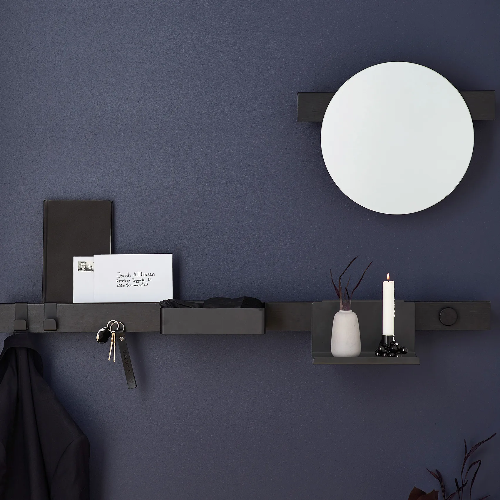 Flex Rail μαγνητική ράγα 60 cm, δρυς βαμμένη μαύρη-μαύρο Gejst