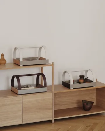 Kydo δίσκος με χερούλια 40,5x27x23,5 cm - Σκούρα δρυς-beige white - Gejst