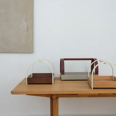 Kydo δίσκος με χερούλια 40,5x27x23,5 cm, Ek-beige white Gejst