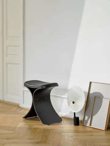 Luno σκαμπό 48x28x72 εκ. - Μαύρη δρυς-μαύρο δέρμα - Gejst