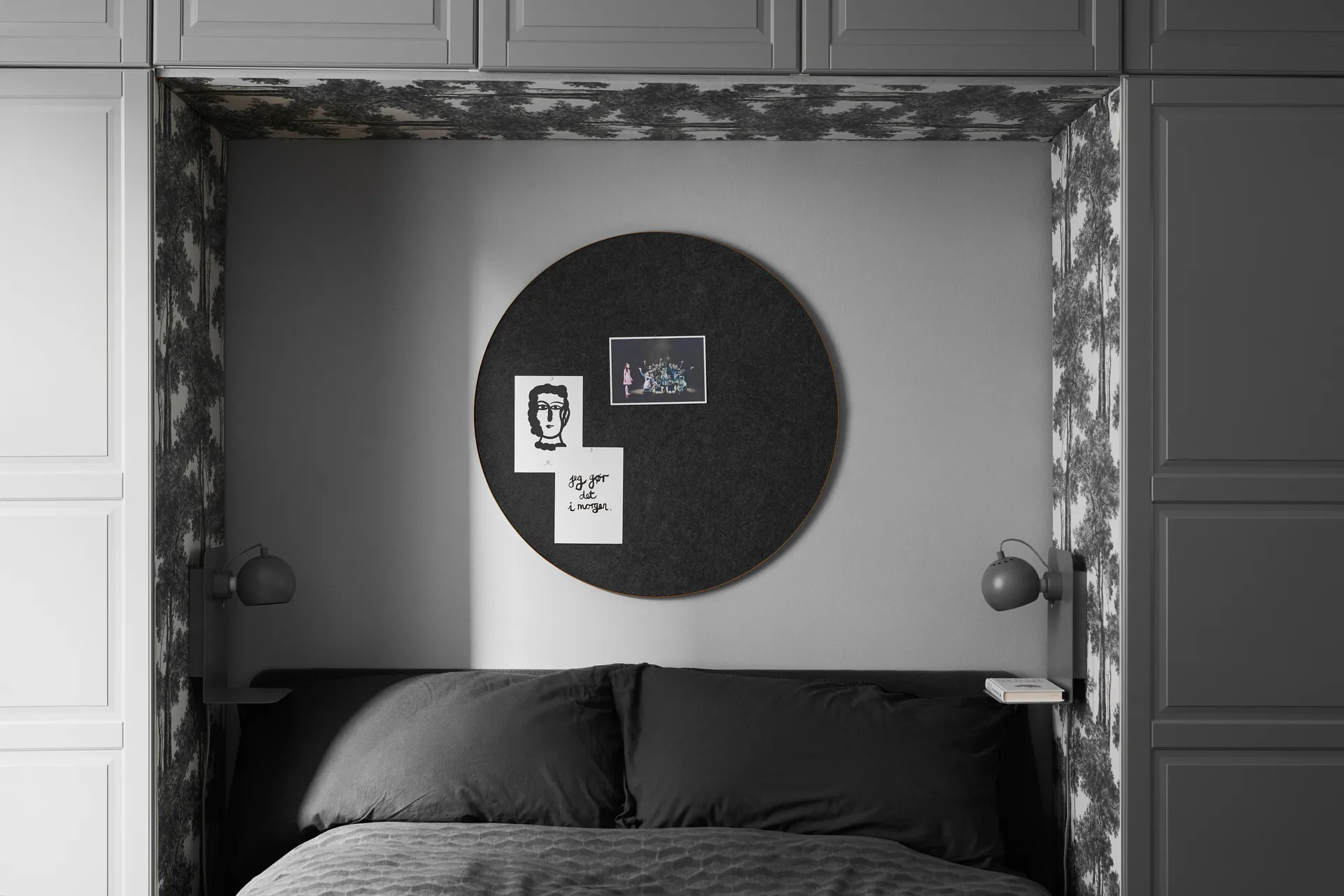 Πίνακας ανακοινώσεων Retell Ø80 cm, Μαύρο-ορείχαλκος Gejst