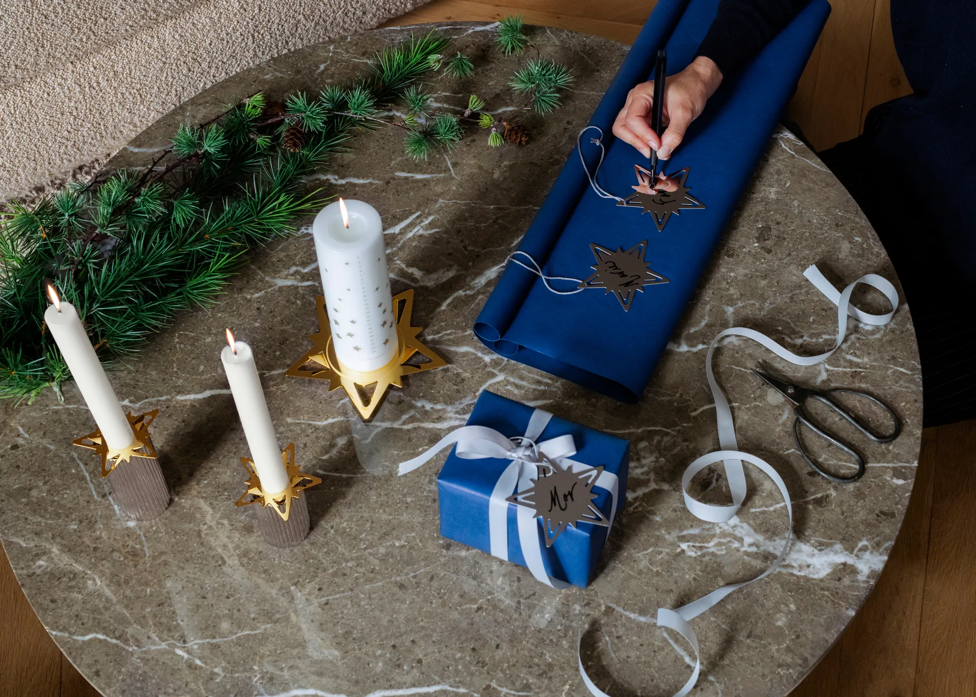 Κλασικό χριστουγεννιάτικο κερί decoaration αστέρι 2-pack, Χρυσό Georg Jensen