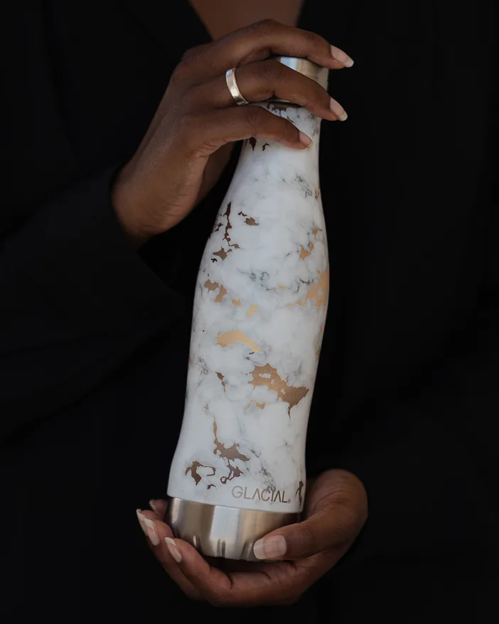 Glacial μπουκάλι νερού 400 ml, White golden marble Glacial