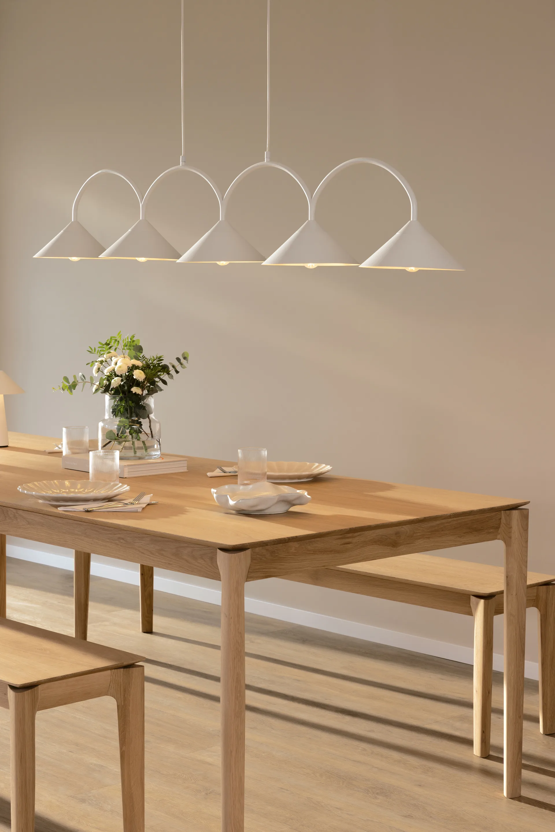 Κρεμαστό φωτιστικό με 5 λάμπες, Curve, Άσπρο Globen Lighting