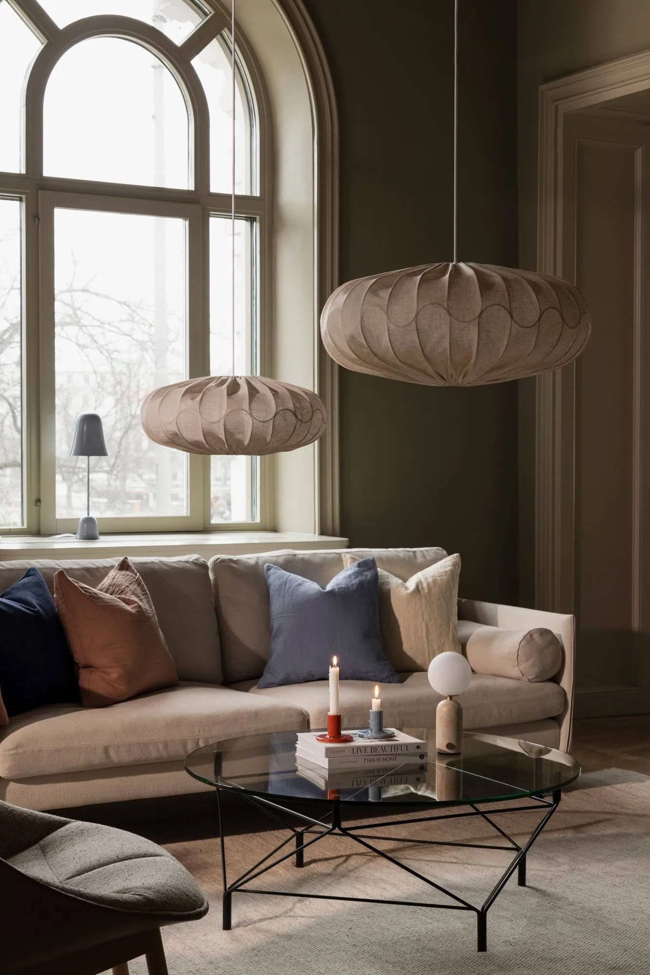 Κάλλυμα φωτιστικού Bladverk Ø50 cm, Μπεζ Globen Lighting