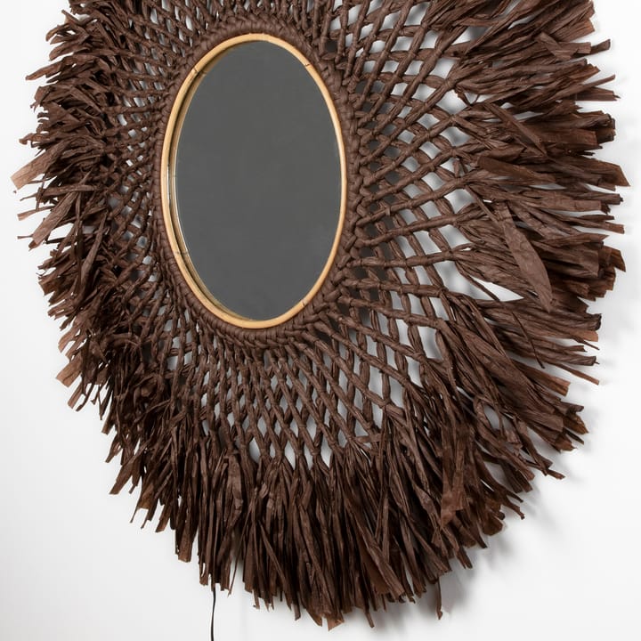 Boho φωτιστικό τοίχου με καθρέφτη Ø90 cm, καφέ Globen Lighting
