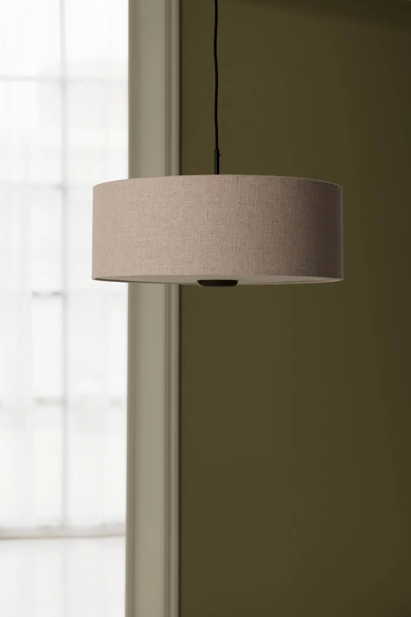Bosco κρεμαστό φωτιστικό, Beige, καφέ λουστραρισμένη δρυς, Ø55 εκ. Globen Lighting