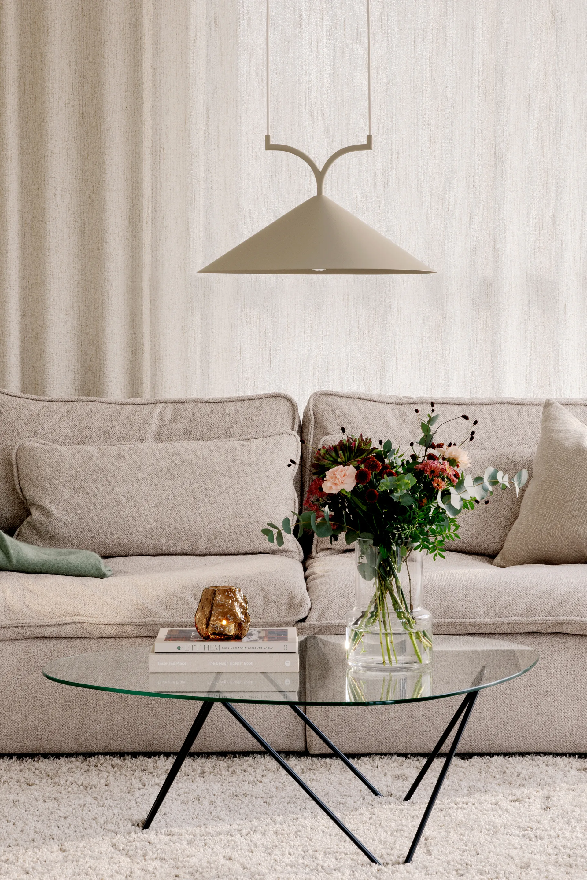 Curve κρεμαστό φωτιστικό 50, Μπεζ Globen Lighting