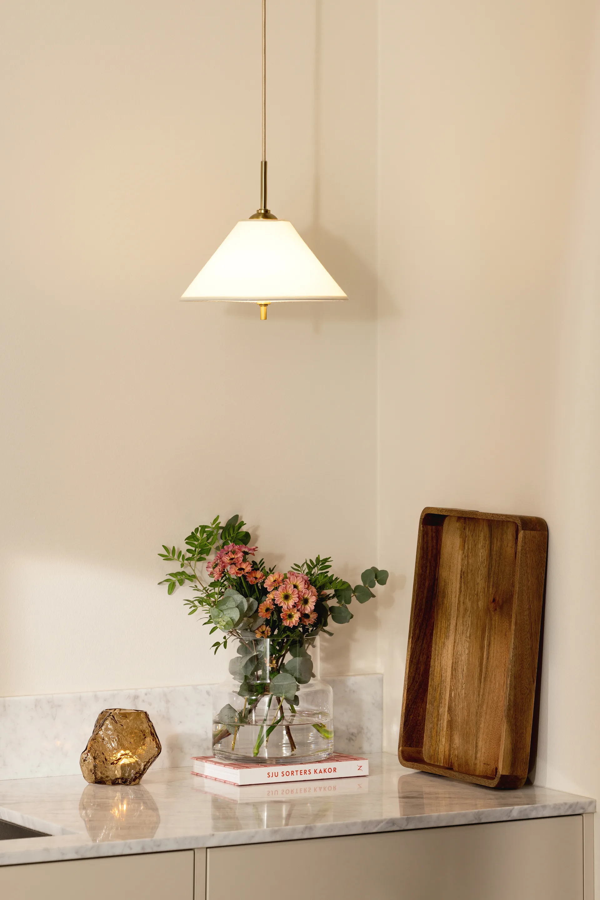 Iris κρεμαστό φωτιστικό 25, Κρέμα Globen Lighting