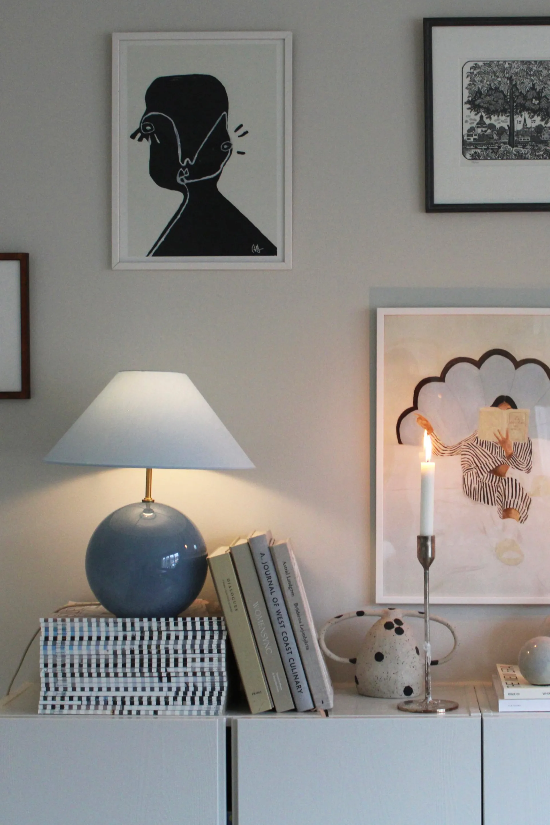 Επιτραπέζιο φωτιστικό Iris 35 39 cm, Dove blue Globen Lighting