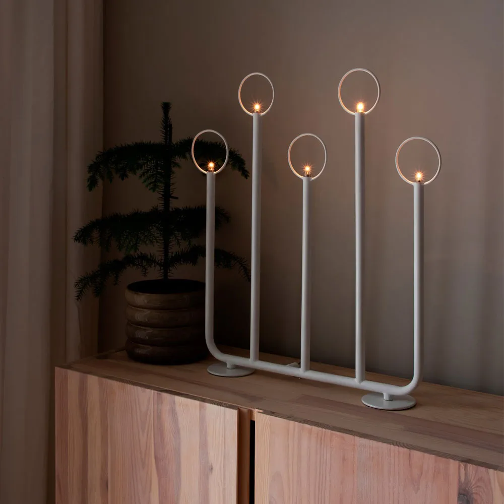 Χριστουγεννιάτικο κηροπήγιο, Natale 5, Λευκό Globen Lighting