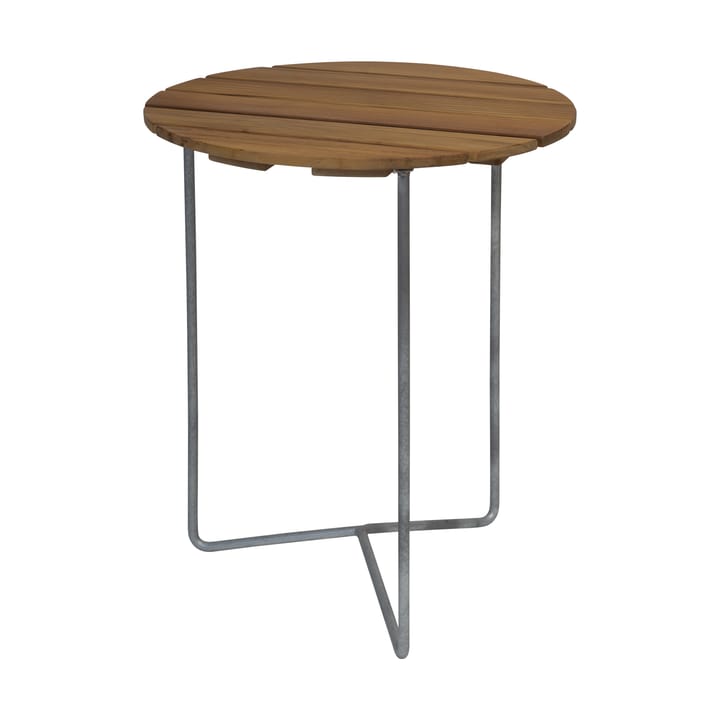 Τραπέζι 6B Ø60 εκ. - Ανεπεξέργαστο ξύλο τικ - γαλβανισμένα πόδια - Grythyttan Stålmöbler