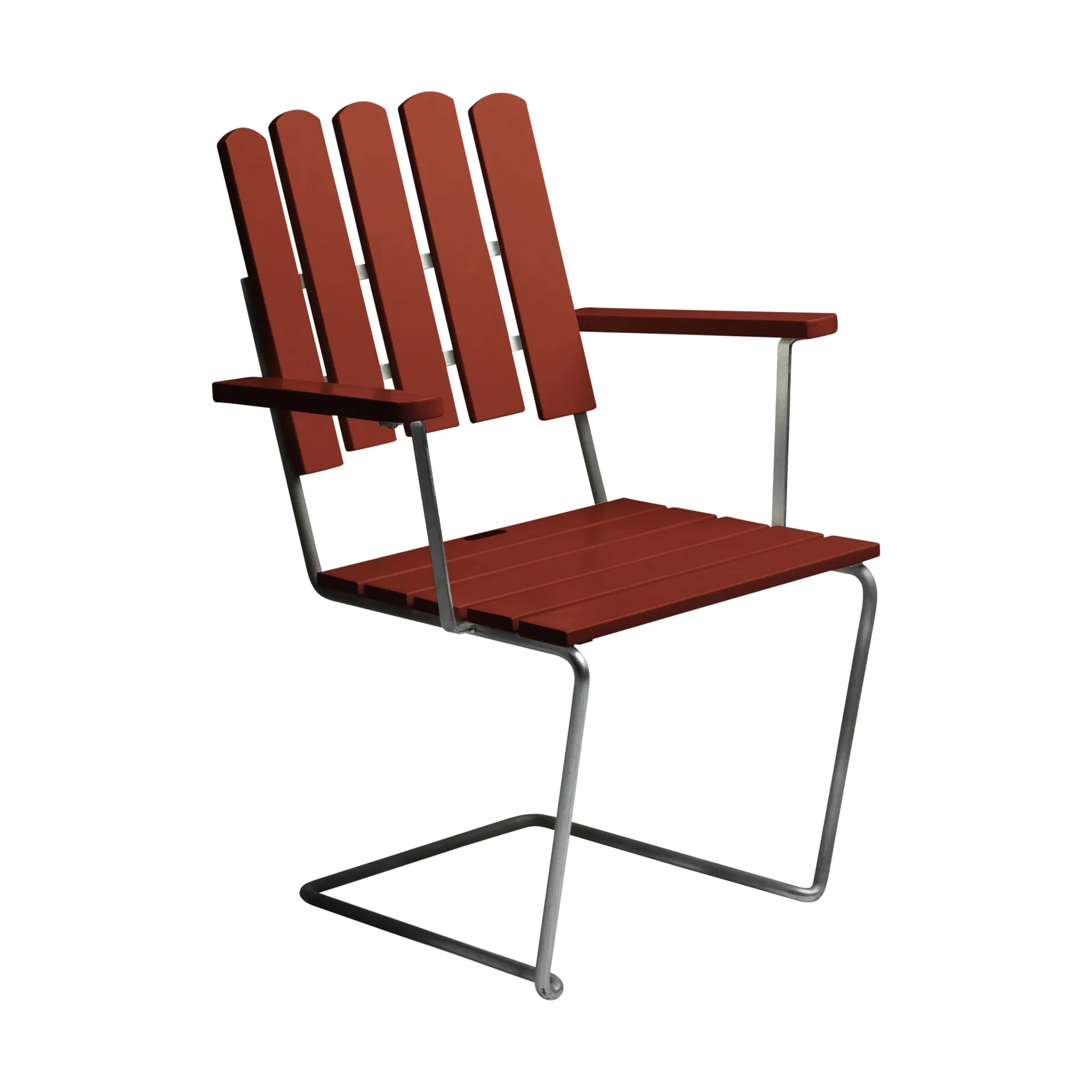 Πολυθρόνα A2, Σκούρο κόκκινη λουστραρισμένη δρυς-θερμά γαλβανισμένη βάση Grythyttan Stålmöbler