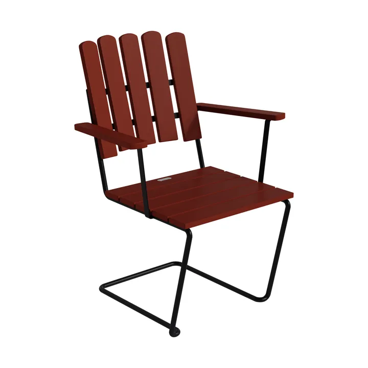Πολυθρόνα A2 - Σκούρο κόκκινο λακαρισμένη δρυς-μαύρη χαλύβδινη βάση - Grythyttan Stålmöbler