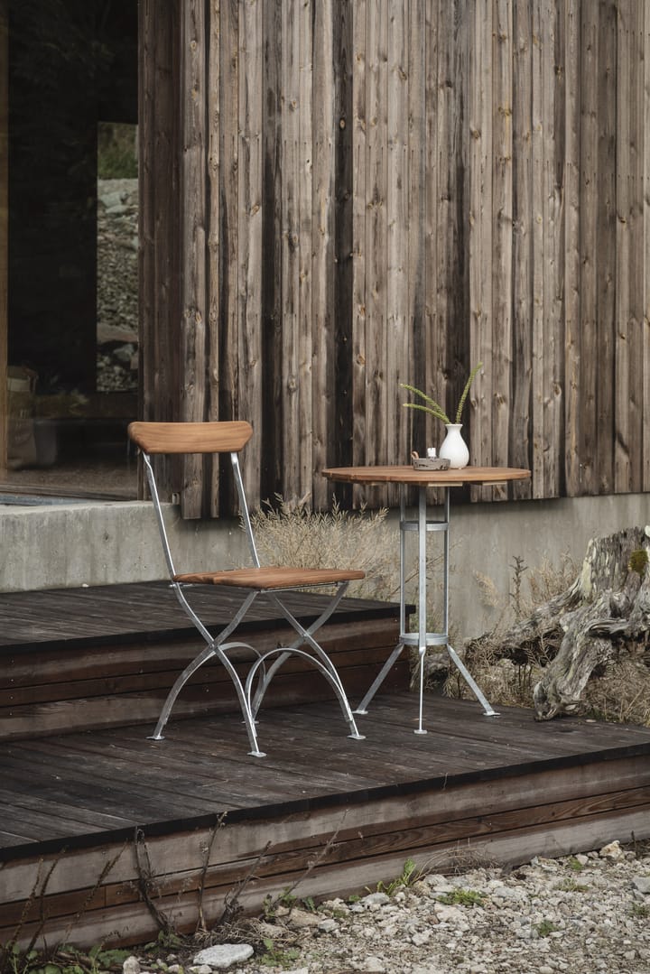 Bryggeri τρίποδο τραπέζι, Teak -βάση γαλβανισμένη εν θερμώ Grythyttan Stålmöbler