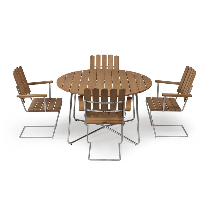 Σετ τραπεζαρίας Grythyttan ø120 cm - teak - Grythyttan Stålmöbler