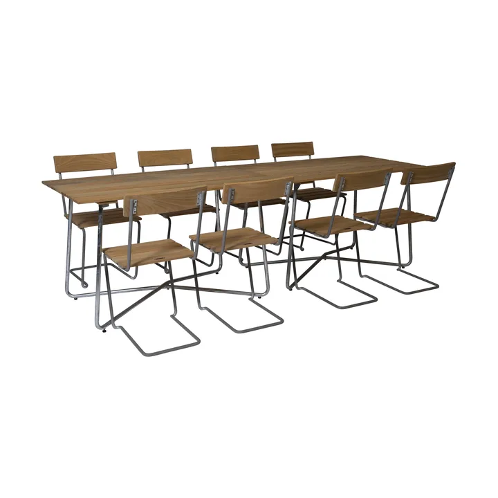 Grythyttan σετ τραπεζαρίας 2τμχ B25A + 8τμχ Καρέκλα 1 teak - Grythyttan Stålmöbler