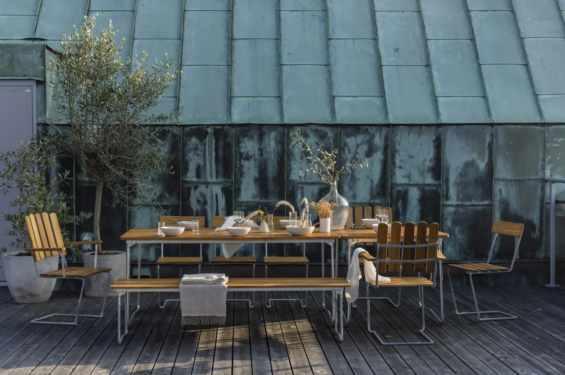 Grythyttan σετ τραπεζαρίας 2τμχ B25A + 8τμχ Καρέκλα 1 teak,  Grythyttan Stålmöbler