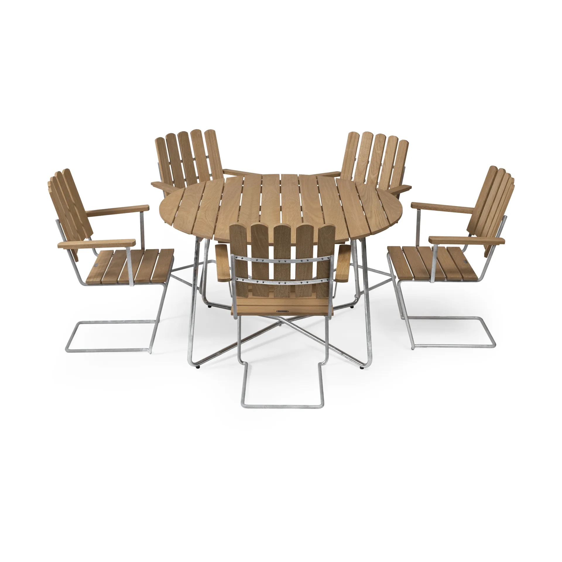 Σετ τραπεζαρίας Grythyttan δρυς 9A Ø120cm + 5τμχ A2 Grythyttan Stålmöbler