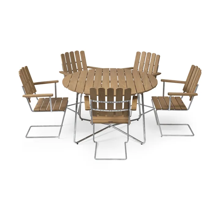 Σετ τραπεζαρίας Grythyttan δρυς 9A Ø120cm + 5τμχ A2 - Grythyttan Stålmöbler