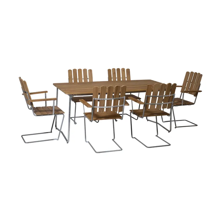Σετ τραπεζαρίας Grythyttan teak B31 170cm + 6τμχ A2 - Grythyttan Stålmöbler