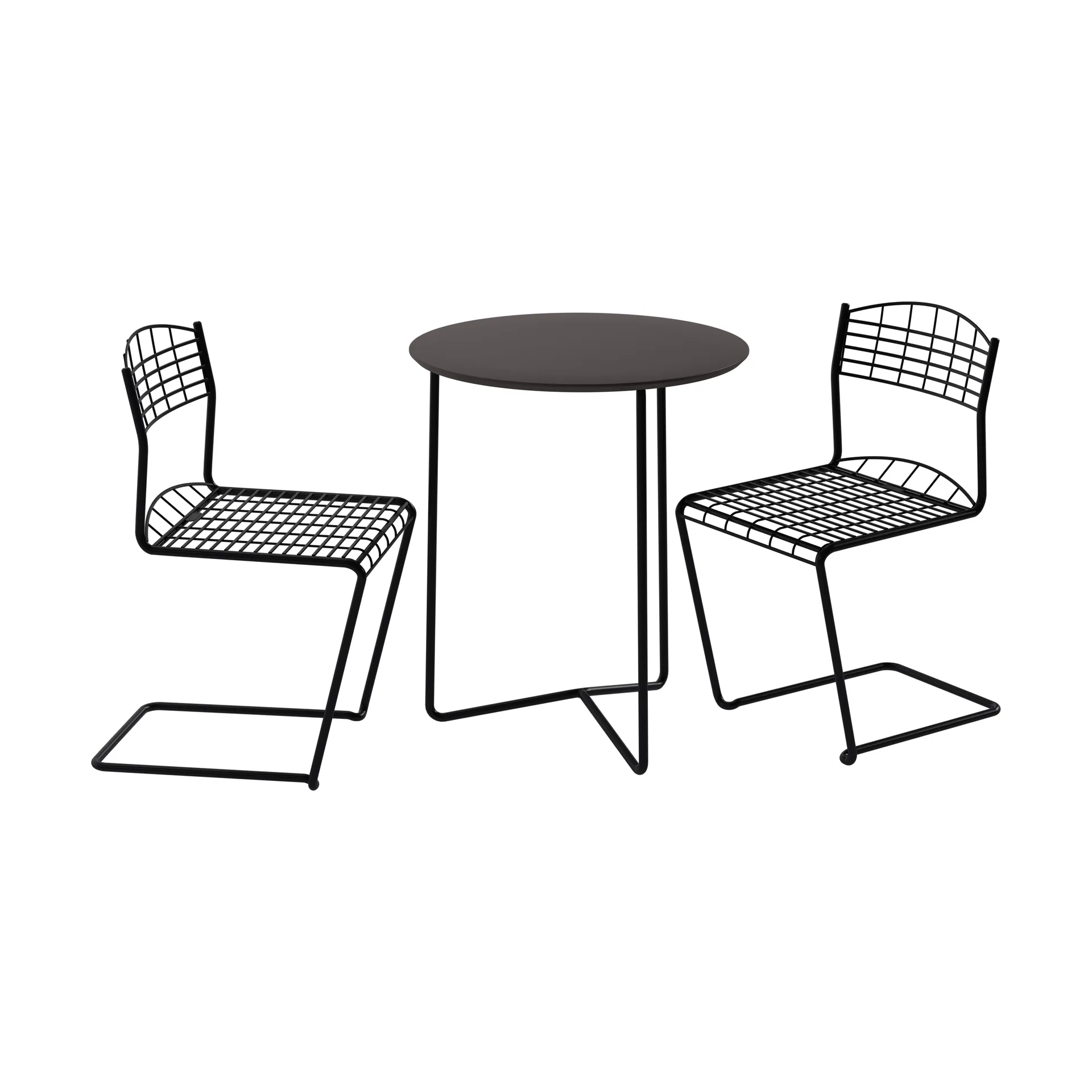 High tech τραπέζι Ø60 εκ. + 2 High tech καρέκλες, μαύρο Grythyttan Stålmöbler