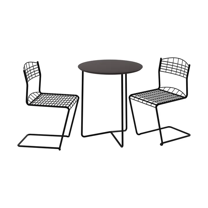 High tech τραπέζι Ø60 εκ. + 2 High tech καρέκλες, μαύρο - Grythyttan Stålmöbler