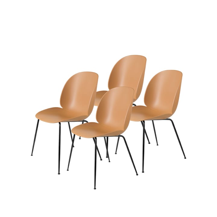 Καρέκλα 4-pack Beetle, Amber brown, μαύρο ατσάλινο πλαίσιο GUBI