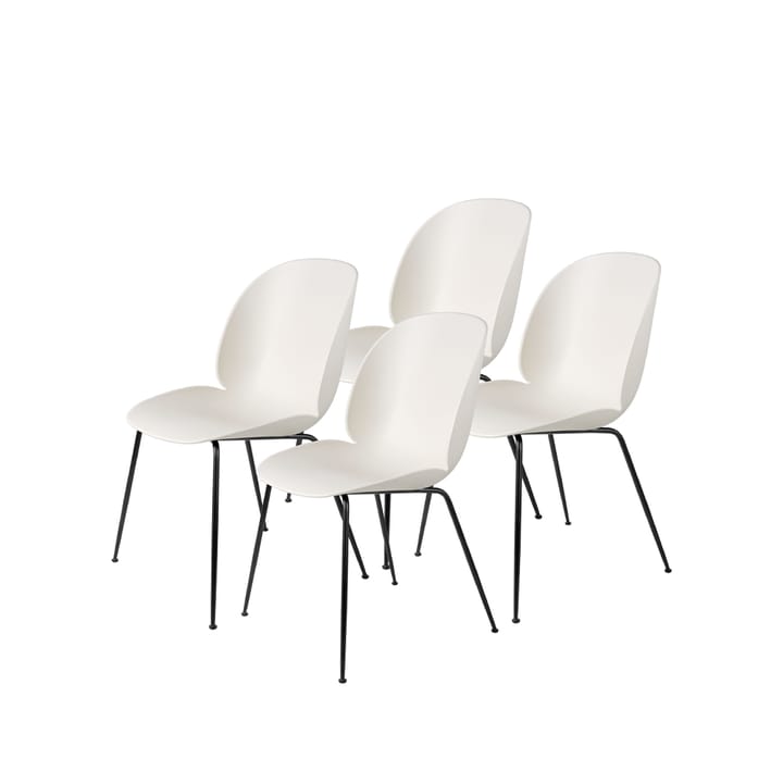 Καρέκλα 4-pack Beetle - αλάβαστρο λευκό, μαύρη χάλυβα βάση - GUBI