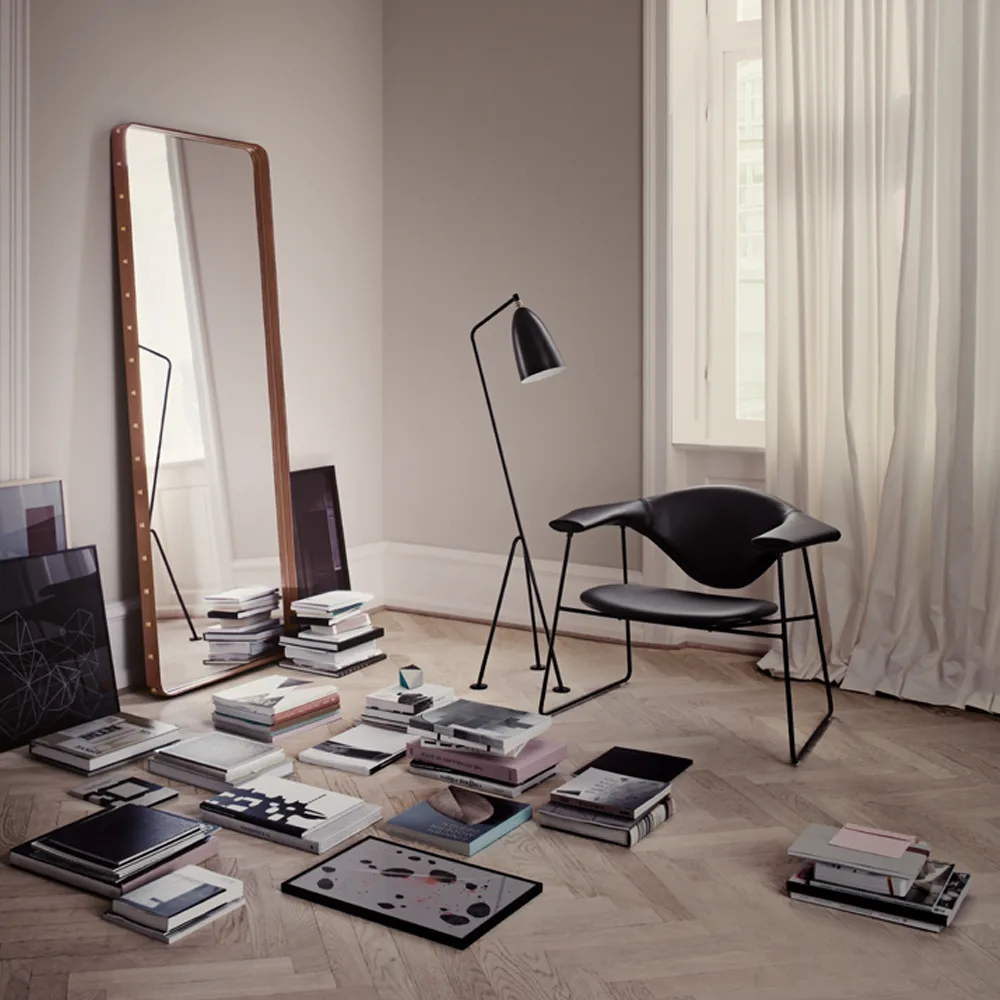 Ορθογώνιος καθρέφτης Adnet, μαύρο, μεγάλο GUBI