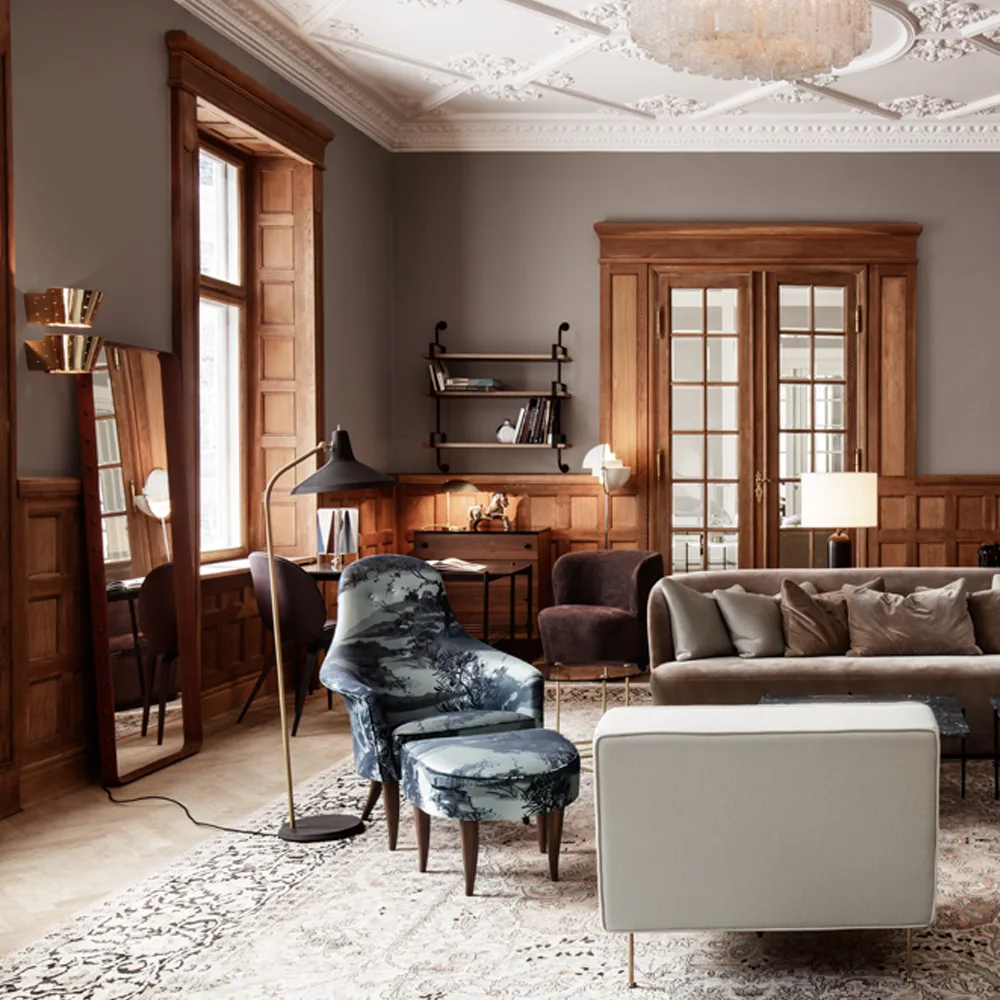 Ορθογώνιος καθρέφτης Adnet, μαύρο, μεγάλο GUBI