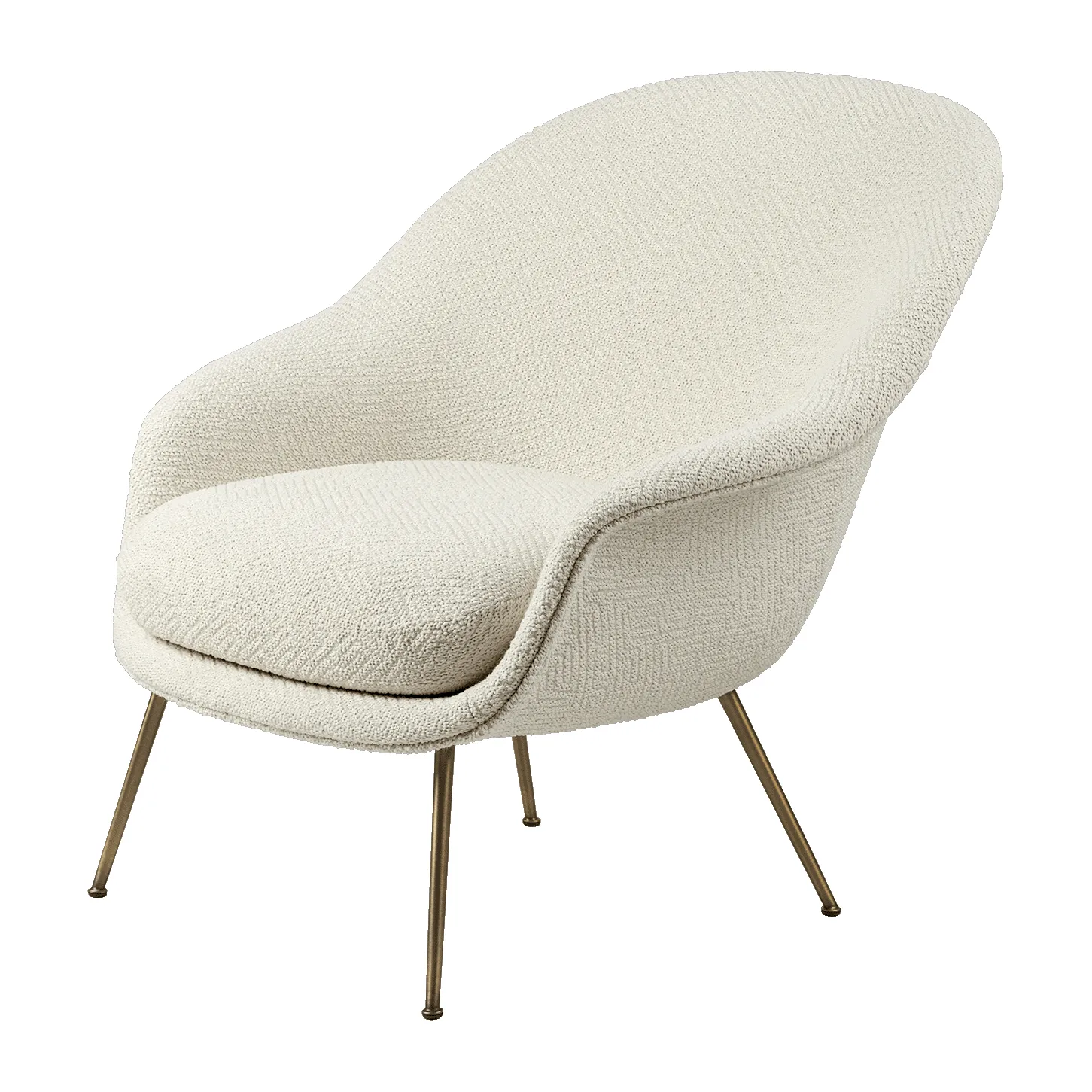 Πολυθρόνα Bat με χαμηλή πλάτη και κωνική βάση, Dora boucle 0001-antique brass GUBI