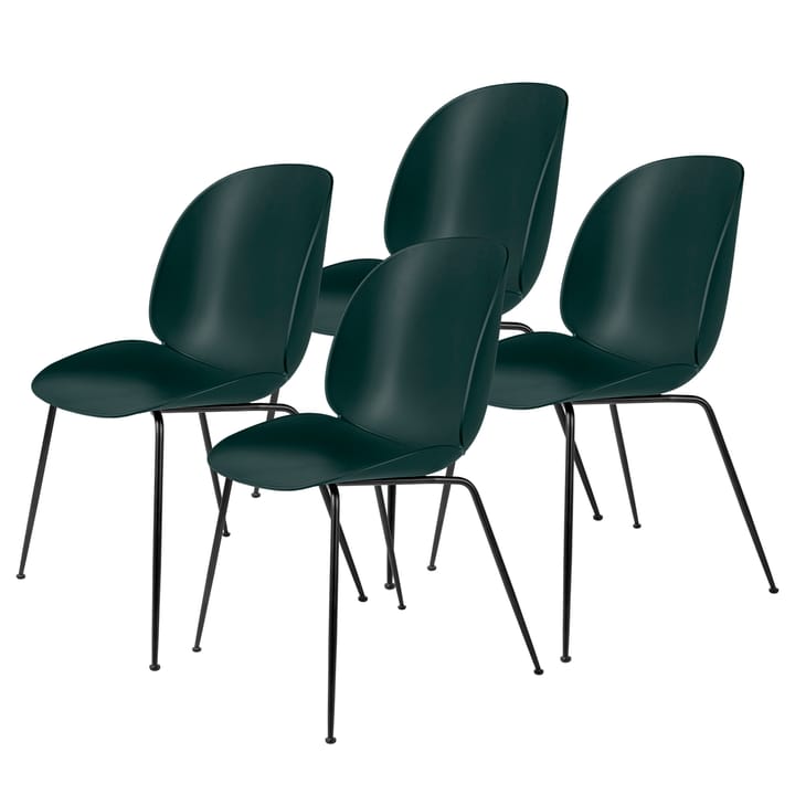 Καρέκλα Beetle με μαύρα πόδια, πακέτο 4 τεμαχίων - Dark Green - GUBI