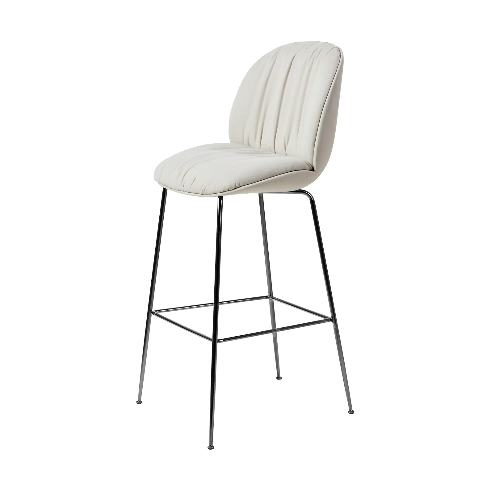 Beetle Soft μπαρ καρέκλα 75 εκ., επενδεδυμένη ολόκληρη, Reales Gubi 001, μαύρο χρώμιο GUBI