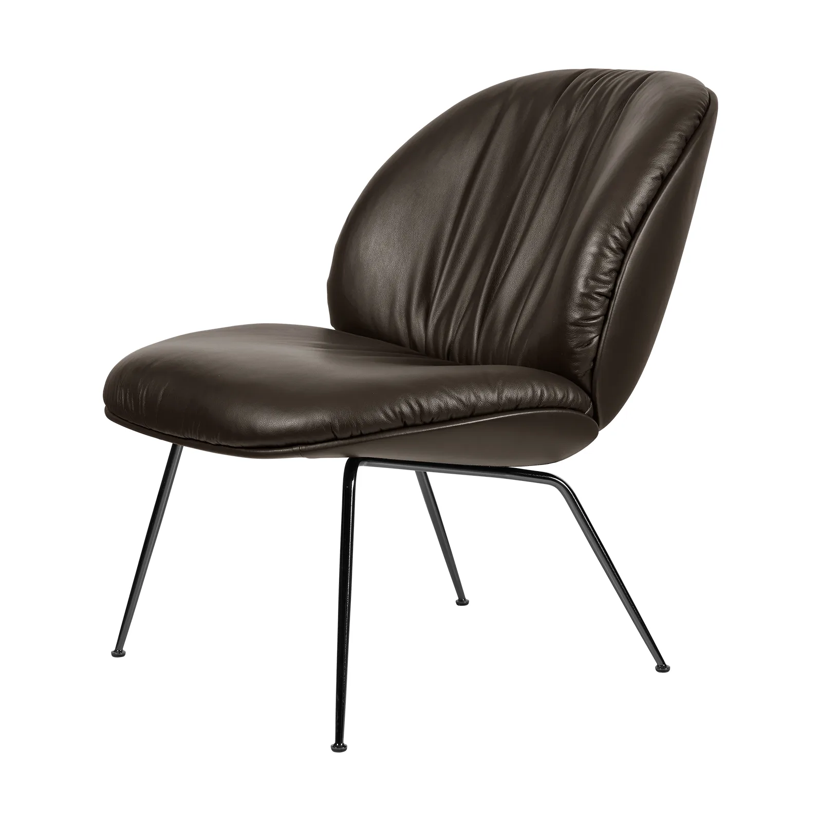 Beetle Soft πολυθρόνα lounge, επενδεδυμένη ολόκληρη, Smooth leather Gubi Coffee, ματ μαύρο GUBI