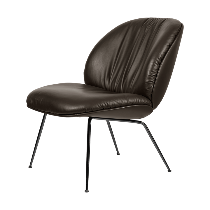 Beetle Soft πολυθρόνα lounge, επενδεδυμένη ολόκληρη - Smooth leather Gubi Coffee, ματ μαύρο - GUBI
